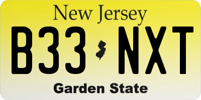 NJ license plate B33NXT
