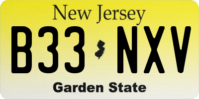 NJ license plate B33NXV