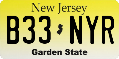 NJ license plate B33NYR