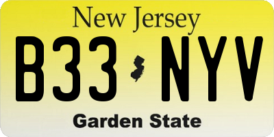NJ license plate B33NYV
