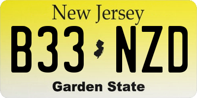 NJ license plate B33NZD