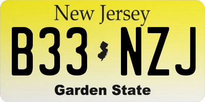 NJ license plate B33NZJ