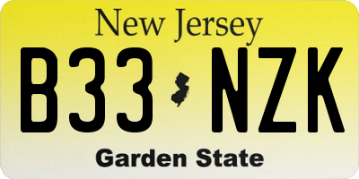 NJ license plate B33NZK
