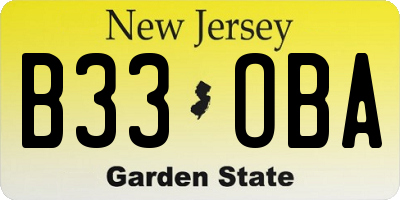 NJ license plate B33OBA