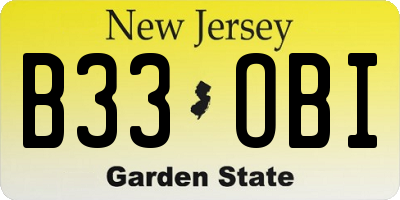 NJ license plate B33OBI