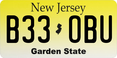 NJ license plate B33OBU