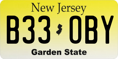 NJ license plate B33OBY