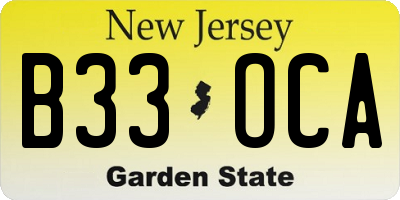 NJ license plate B33OCA