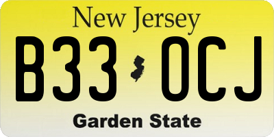 NJ license plate B33OCJ