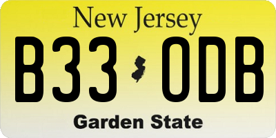 NJ license plate B33ODB