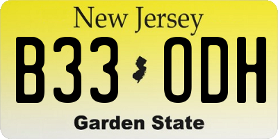 NJ license plate B33ODH