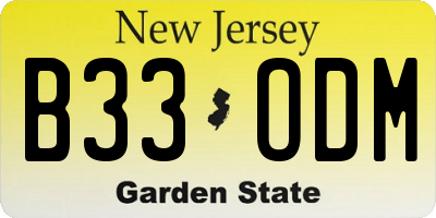 NJ license plate B33ODM