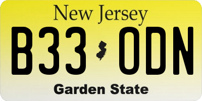 NJ license plate B33ODN