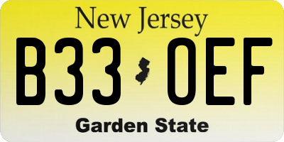 NJ license plate B33OEF