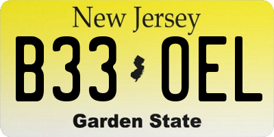 NJ license plate B33OEL
