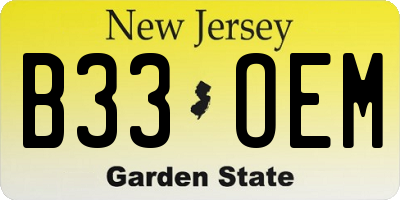 NJ license plate B33OEM