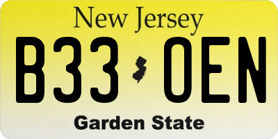 NJ license plate B33OEN