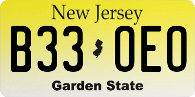 NJ license plate B33OEO