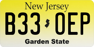 NJ license plate B33OEP