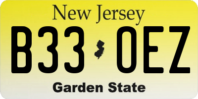NJ license plate B33OEZ