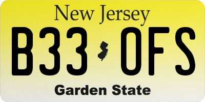 NJ license plate B33OFS