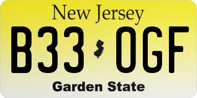 NJ license plate B33OGF