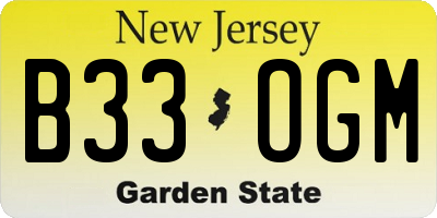 NJ license plate B33OGM