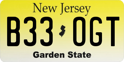 NJ license plate B33OGT