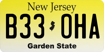 NJ license plate B33OHA