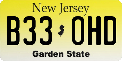 NJ license plate B33OHD