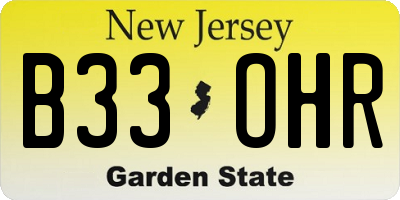 NJ license plate B33OHR