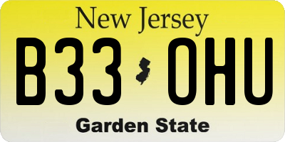 NJ license plate B33OHU