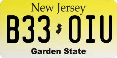 NJ license plate B33OIU