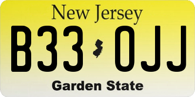 NJ license plate B33OJJ