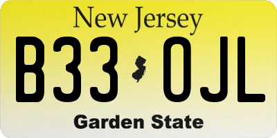 NJ license plate B33OJL
