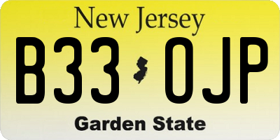 NJ license plate B33OJP