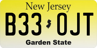 NJ license plate B33OJT