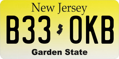 NJ license plate B33OKB