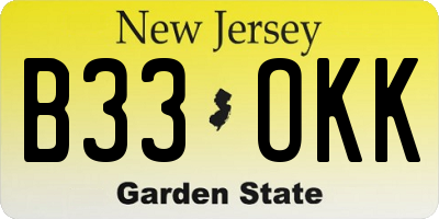NJ license plate B33OKK