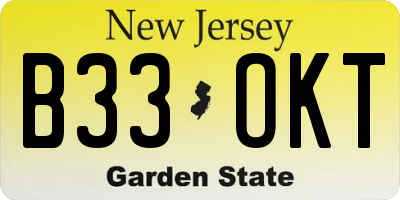 NJ license plate B33OKT