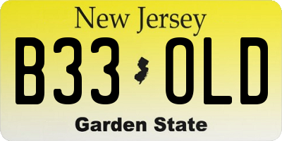 NJ license plate B33OLD