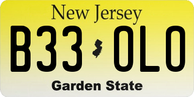 NJ license plate B33OLO