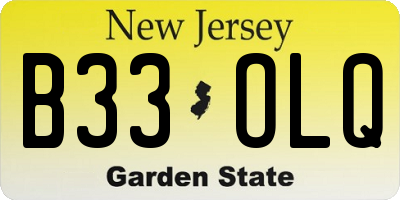 NJ license plate B33OLQ