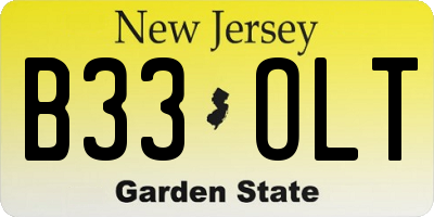 NJ license plate B33OLT