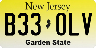 NJ license plate B33OLV