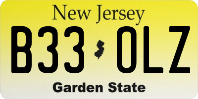 NJ license plate B33OLZ