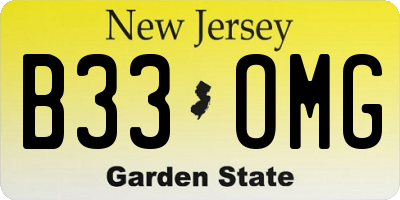 NJ license plate B33OMG