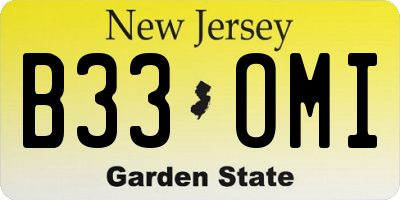 NJ license plate B33OMI