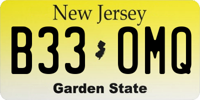 NJ license plate B33OMQ