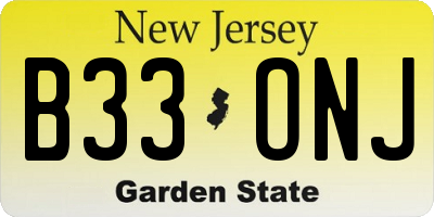 NJ license plate B33ONJ